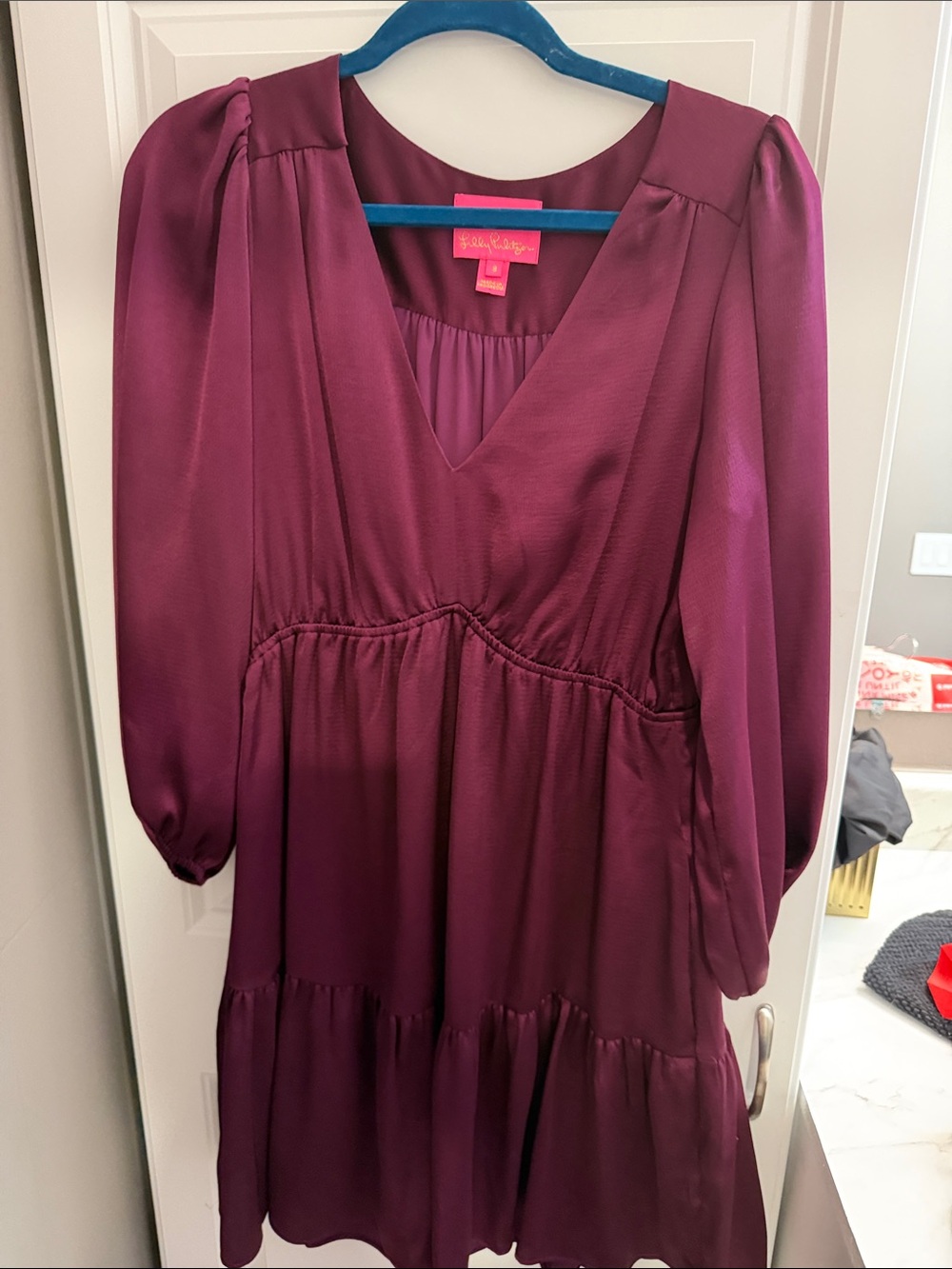 Lilly Pulitzer Plum V-Neck Long Sleeve Mini Dress